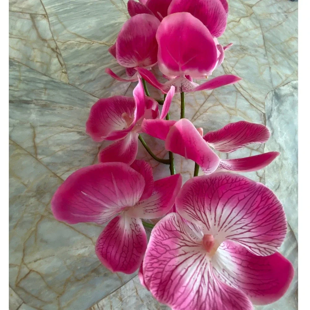 Fuchsia Pink Artificial Orchid Stem Realistic Silk Phalaenopsis Floral Decor